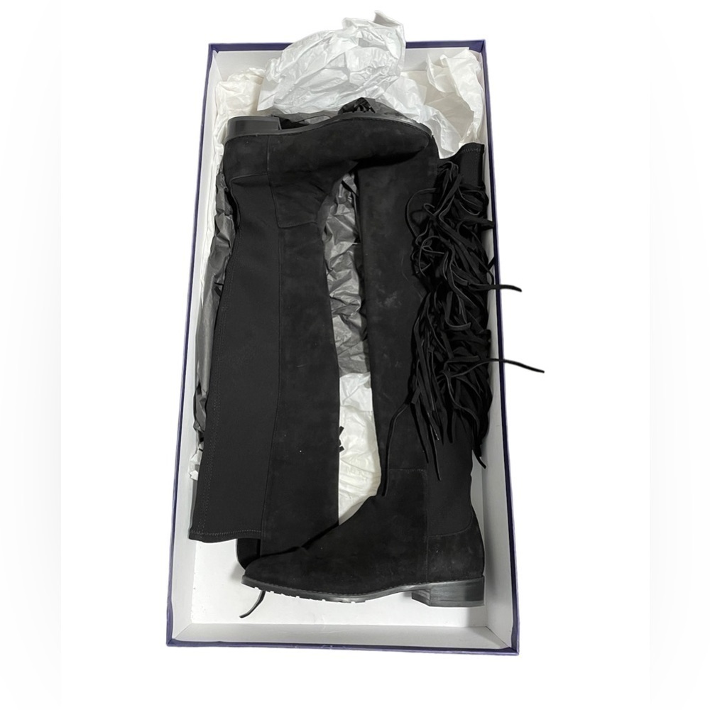 Stuart Weitzman Mane Fringe Black Suede Knee Boot size 6 - Picture 10 of 14